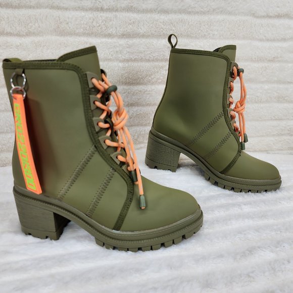 Cape Robbin Stellar Water Resistant Ankle Boots Olive Drab Green - Picture 6 of 8